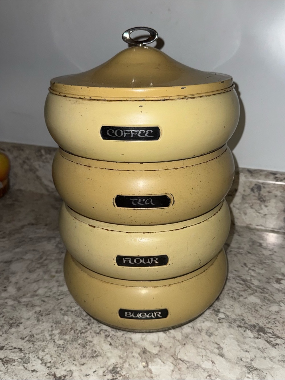 Vintage Lincoln Beautyware Stacking Canister Set Avocado Green Pagoda MCM